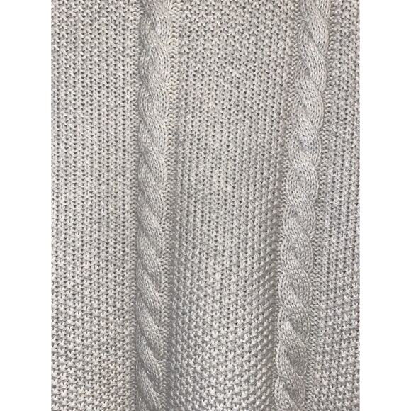 claudia nichole cashmere White Cream Crew Neck Cable Sweater S Fisherman - Picture 3 of 5